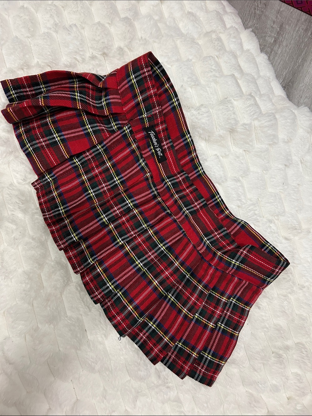 Forever 21 Red Plaid Pleated Mini Skirt with Yellow & Black Accents